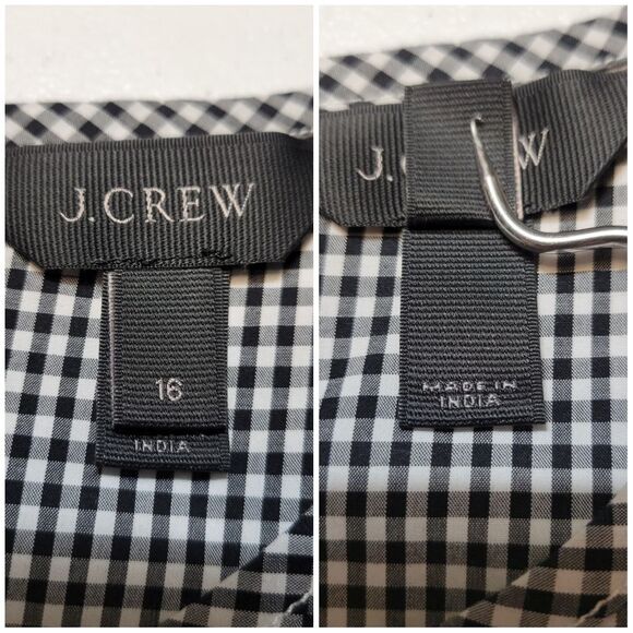 J. Crew Edie Dress Black and White Gingham Cotton Dress Women's Plus Size 16 - Picture 9 of 12
